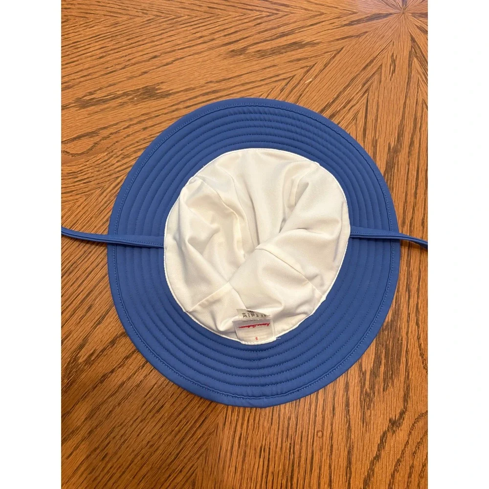 Hanna Andersson‎ Kids Blue Swim Sun Hat Wide Brim Chin Ties Size S